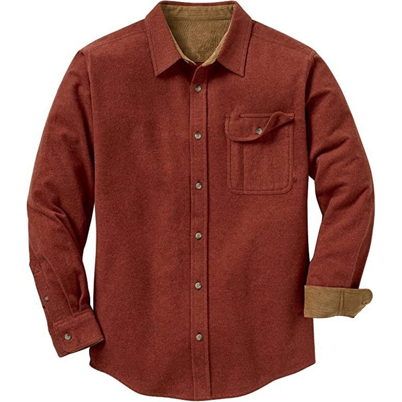 Men's Loose Fit Plaid Long Sleeve Shirt