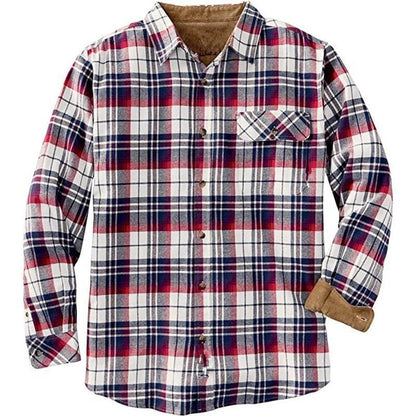 Men's Loose Fit Plaid Long Sleeve Shirt
