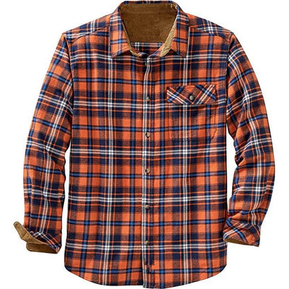 Men's Loose Fit Plaid Long Sleeve Shirt