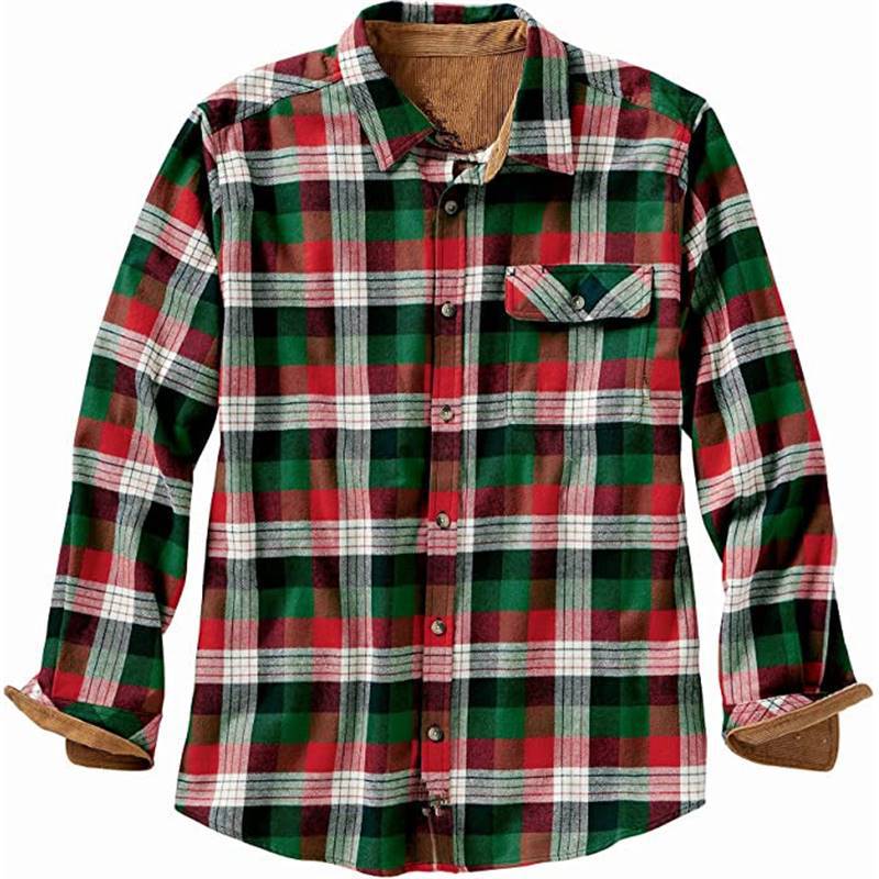 Men's Loose Fit Plaid Long Sleeve Shirt
