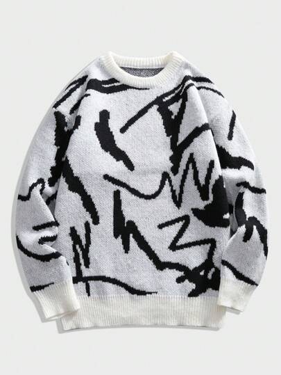 Men's loose round-neck knitted sweater