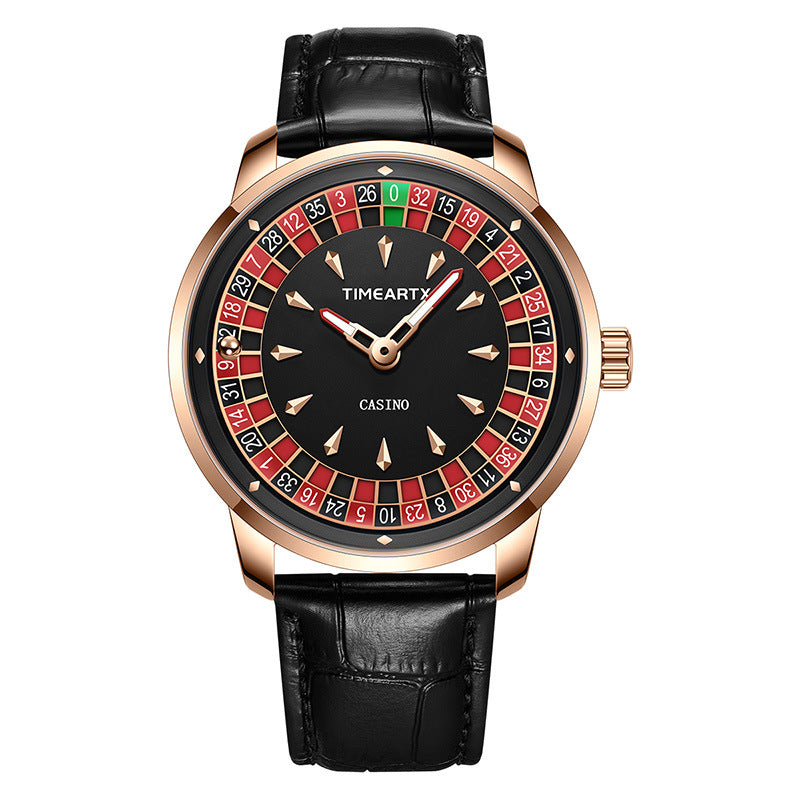 Men's Luminous Quartz Watch with Leather Strap