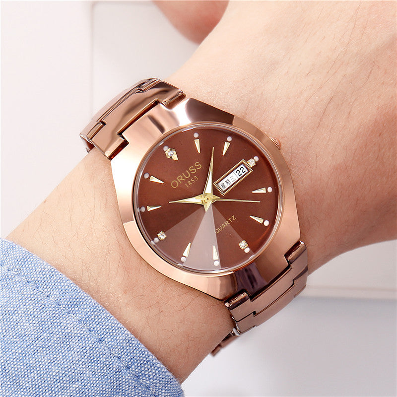 Men's luminous watch in tungsten steel color