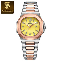 Rose Gold Yellow Dial Steel Band