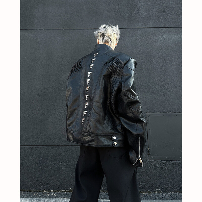 Men's Metal Keel Deconstructed Leather Jacket