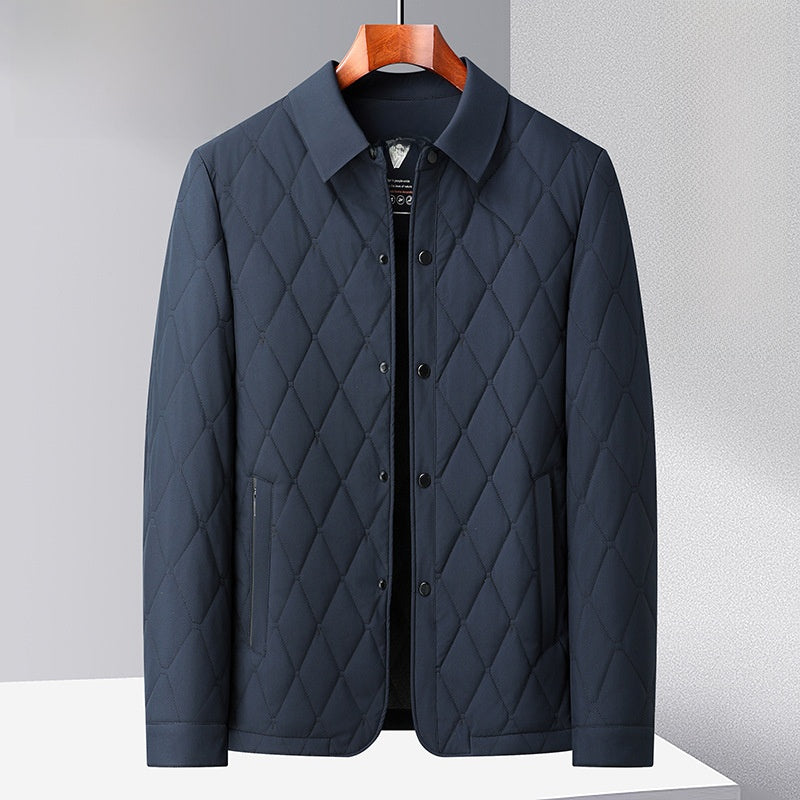 Men's Mid-Length Mulberry Silk Blend Cotton Coat