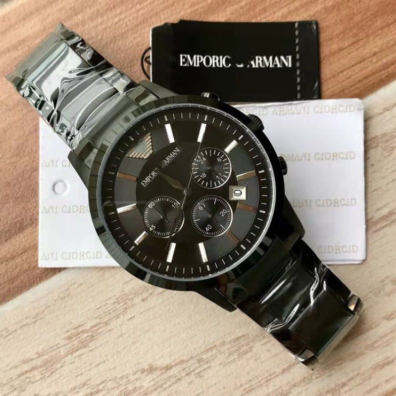 Men's Multifunctional Quartz Watch with Stainless Steel Band
