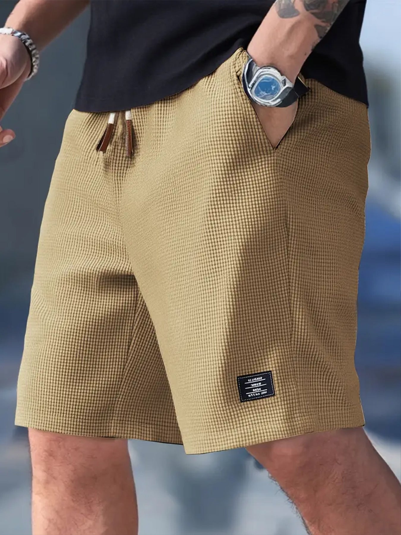 Men's Pineapple Print Corduroy Shorts Loose Fit Casual Wear