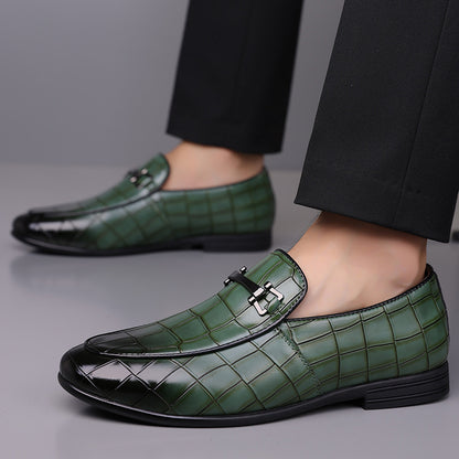 Men's Plaid Slip-On Loafers Lightweight Business Casual Shoes