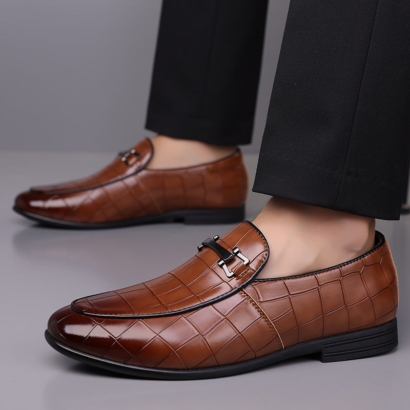 Men's Plaid Slip-On Loafers Lightweight Business Casual Shoes