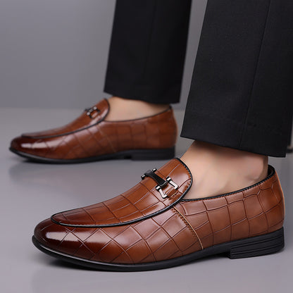 Men's Plaid Slip-On Loafers Lightweight Business Casual Shoes