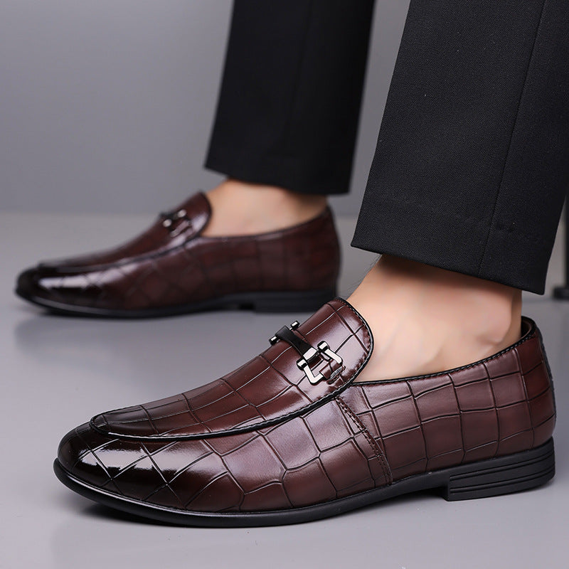 Men's Plaid Slip-On Loafers Lightweight Business Casual Shoes