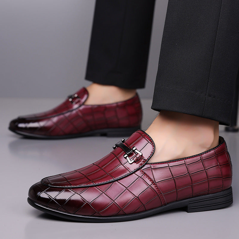 Men's Plaid Slip-On Loafers Lightweight Business Casual Shoes