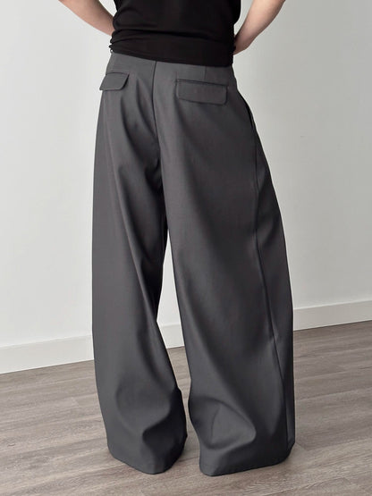Men's Pleated Wide-Leg Casual Trousers