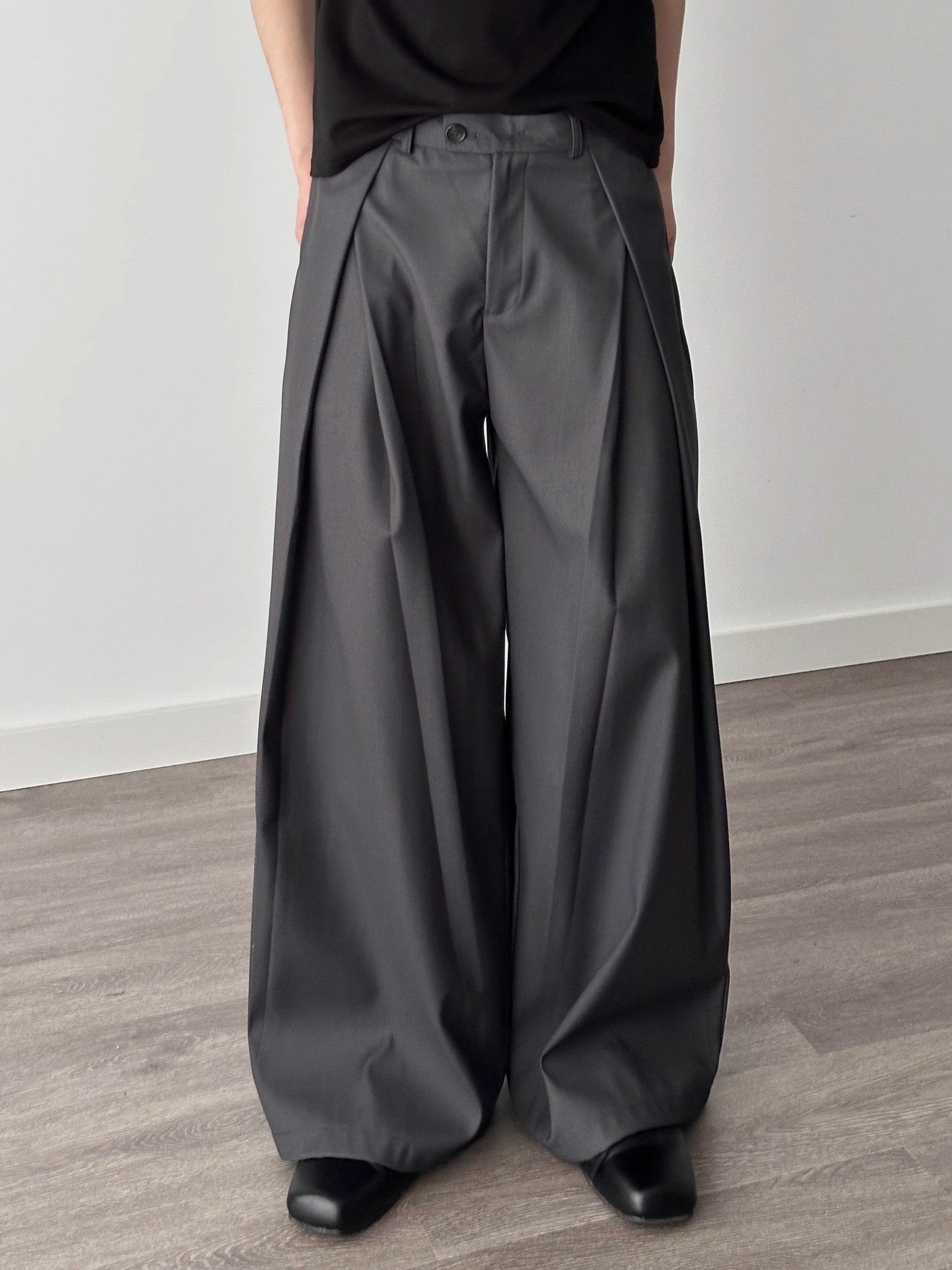 Men's Pleated Wide-Leg Casual Trousers