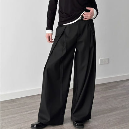 Men's Pleated Wide-Leg Casual Trousers
