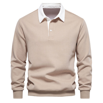 Men's Polo T-Shirt Long-Sleeved Polo Collar Sweatshirt Trendy European Size Men's Casual Versatile Sweatshirt