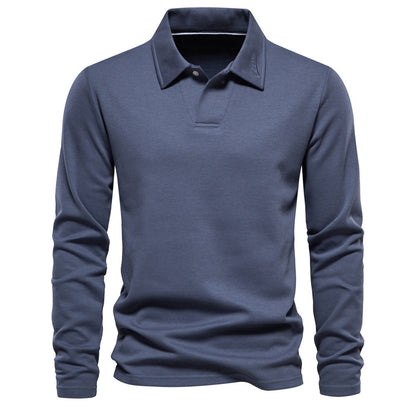 Men's Polo T-Shirt Long-Sleeved Polo Collar Sweatshirt Trendy European Size Men's Casual Versatile Sweatshirt