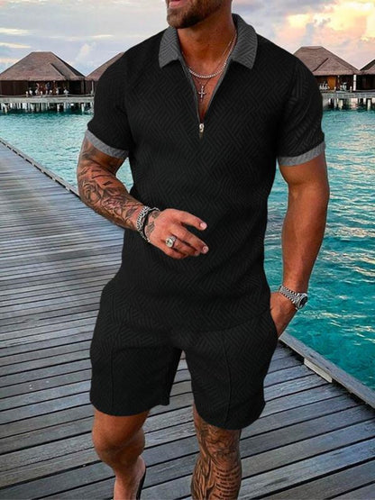 Men's Printed Polo Shirt Suit