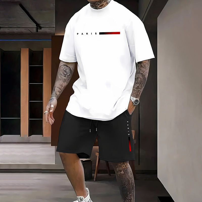 Men's Printed Short Sleeve and Shorts Set