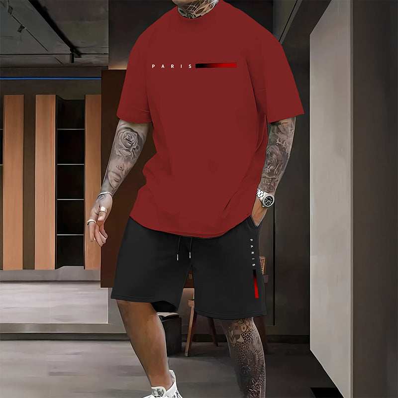 Men's Printed Short Sleeve and Shorts Set