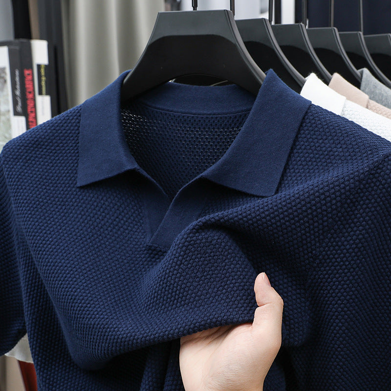 Men's Pure Cotton V-Neck Knitted T-Shirt
