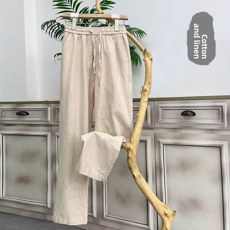 Men's Pure Linen Casual Straight Leg Pants