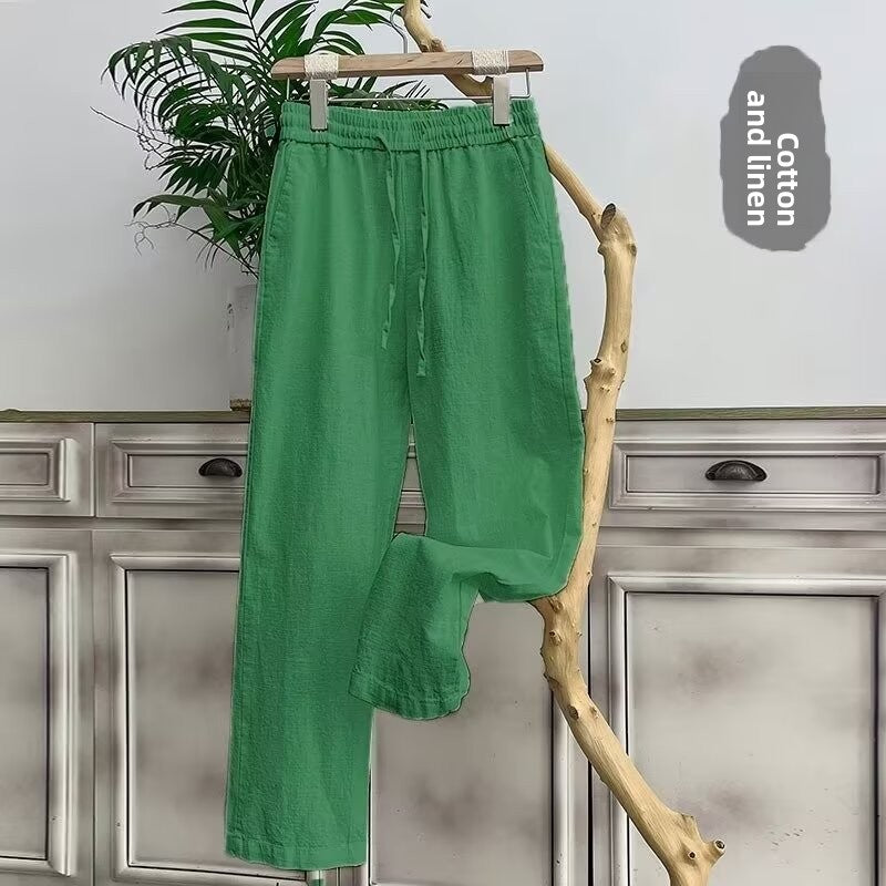Men's Pure Linen Casual Straight Leg Pants