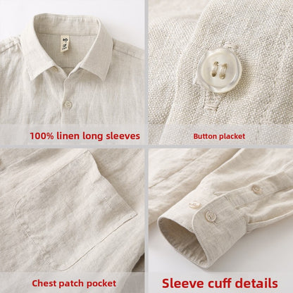 Men's Pure Linen Long Sleeve Shirt