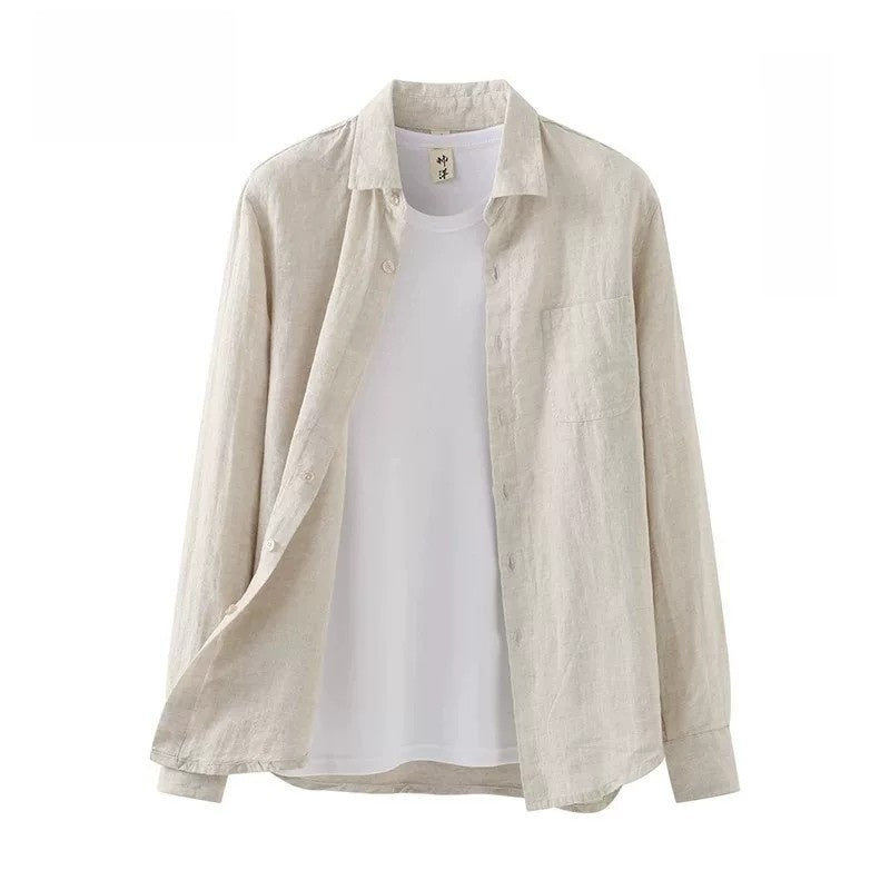 Men's Pure Linen Long Sleeve Shirt