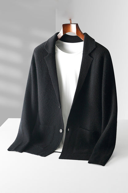 Men's Pure Wool V-neck Cardigan Thickened Sweater