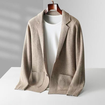 Men's Pure Wool V-neck Cardigan Thickened Sweater