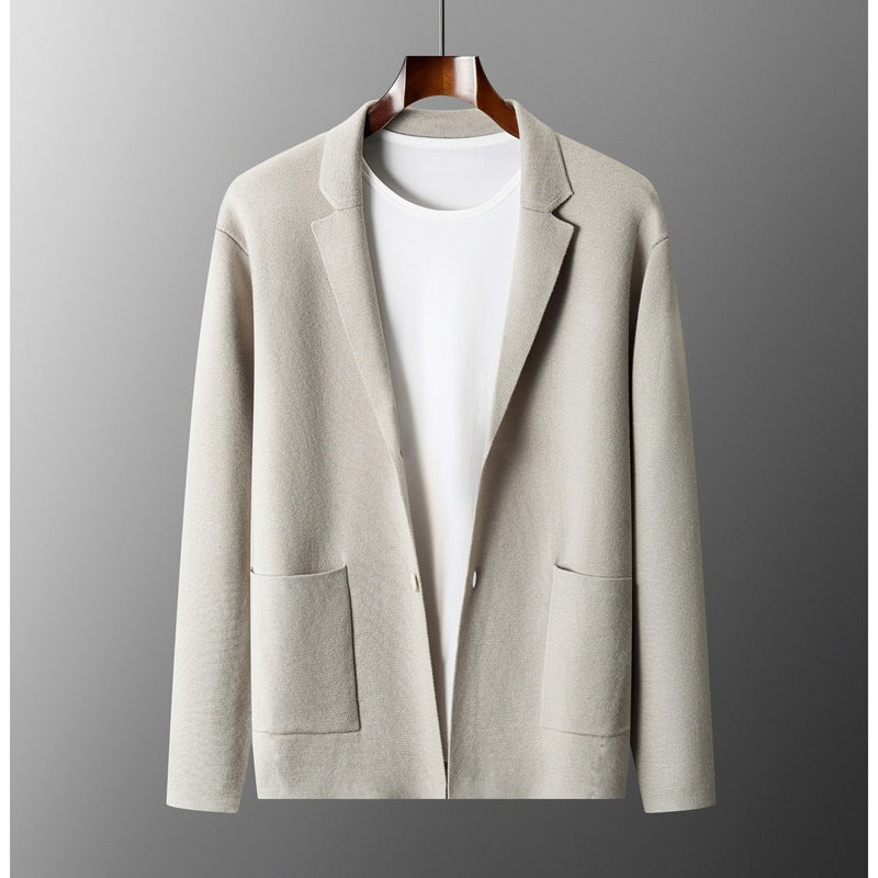 Men's Pure Wool V-neck Cardigan Thickened Sweater
