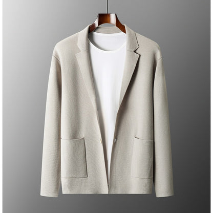 Men's Pure Wool V-neck Cardigan Thickened Sweater