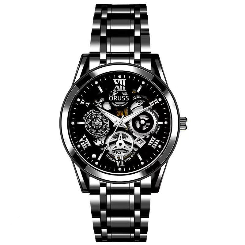 Men's Quartz Watch with Luminous Dial and Waterproof Design