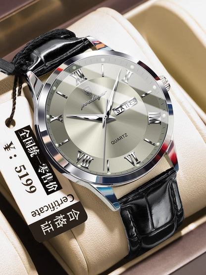 Men's Quartz Watch with Luminous Dual Calendar