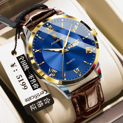Men's Quartz Watch with Luminous Dual Calendar