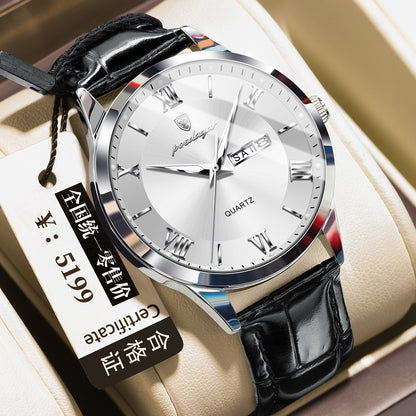 Men's Quartz Watch with Luminous Dual Calendar