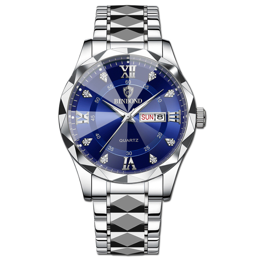 Men's Quartz Watch with Luminous Dual Calendar
