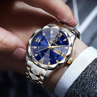 Men's Quartz Watch with Luminous Dual Calendar