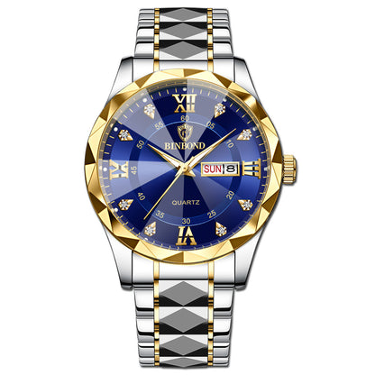 Men's Quartz Watch with Luminous Dual Calendar