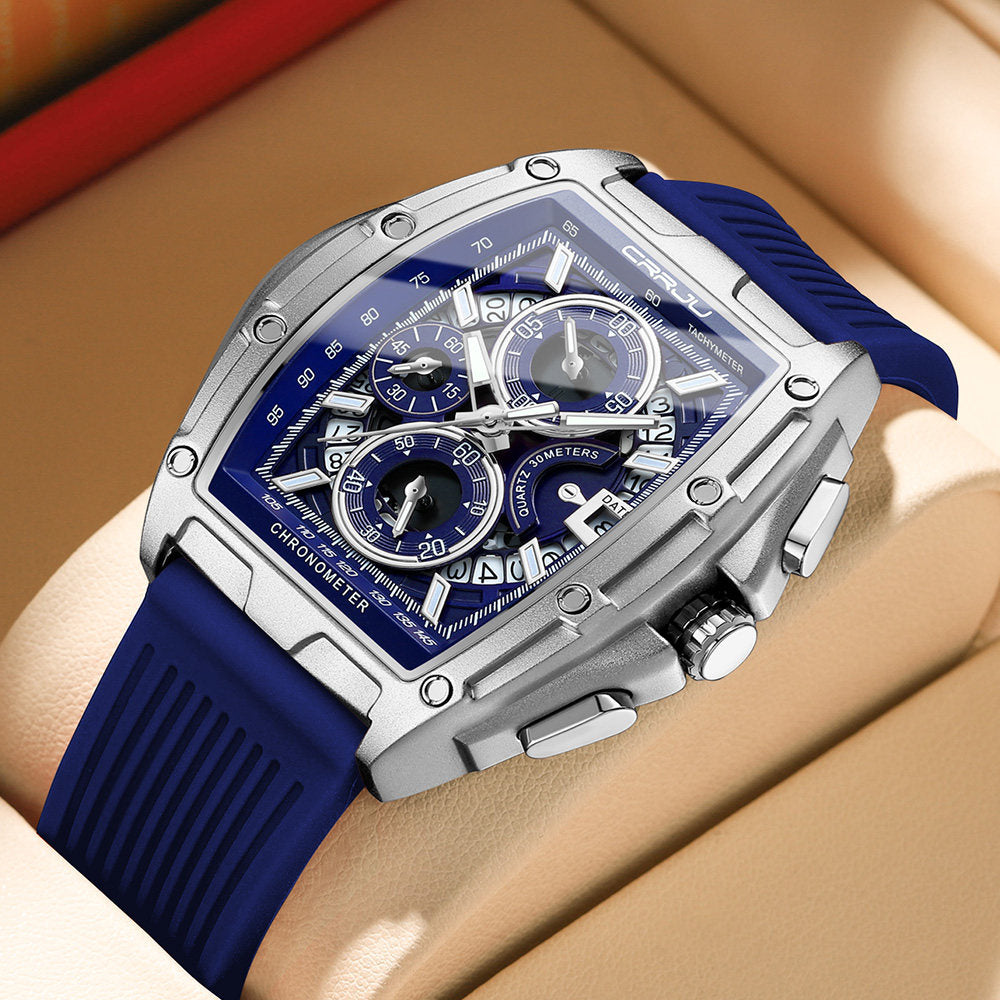 Men's Quartz Watch with Luminous Silicone Strap