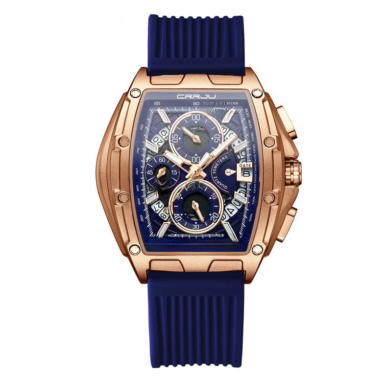Men's Quartz Watch with Luminous Silicone Strap