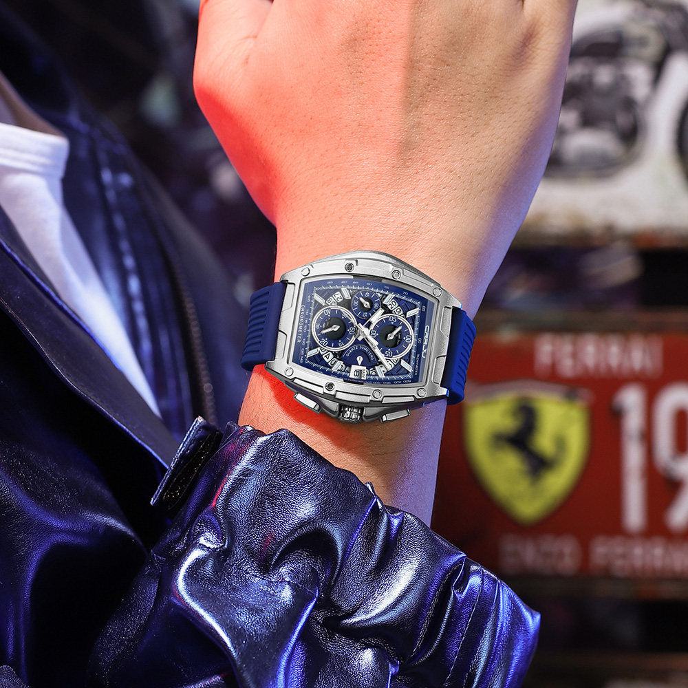 Men's Quartz Watch with Luminous Silicone Strap