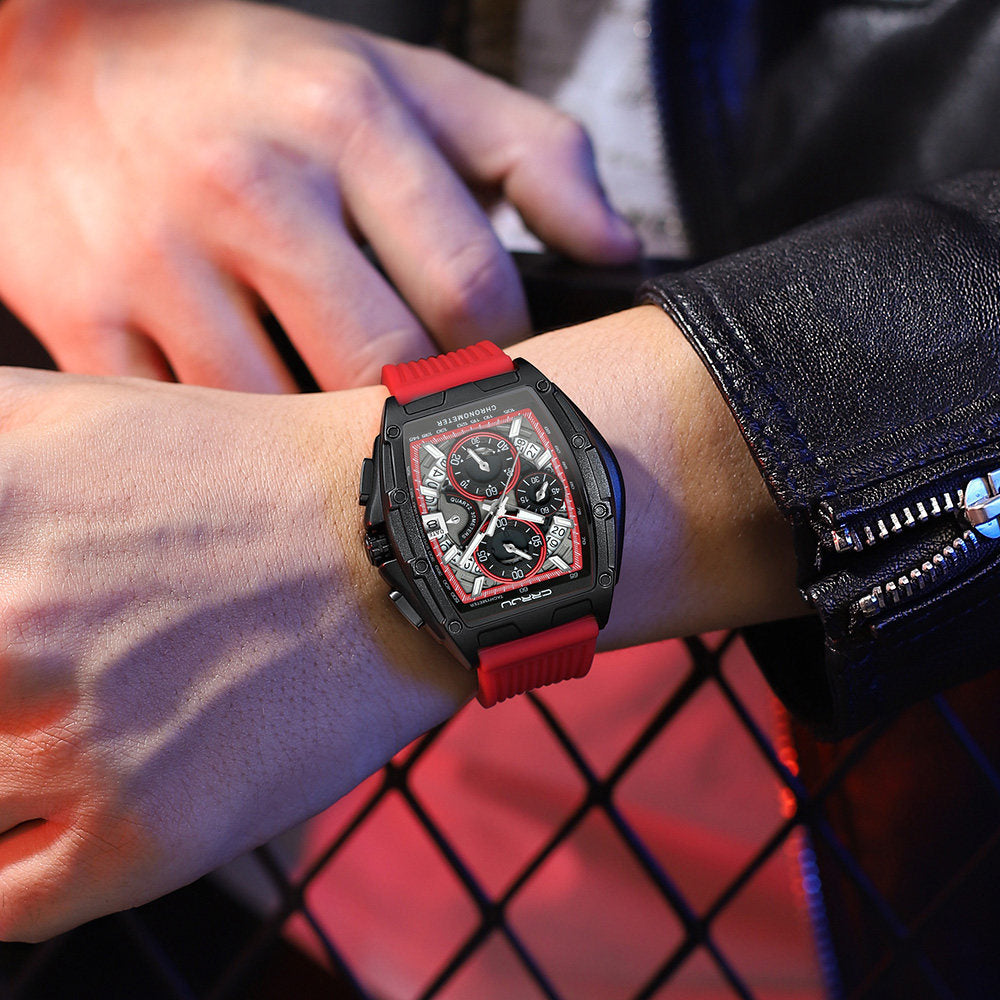 Men's Quartz Watch with Luminous Silicone Strap