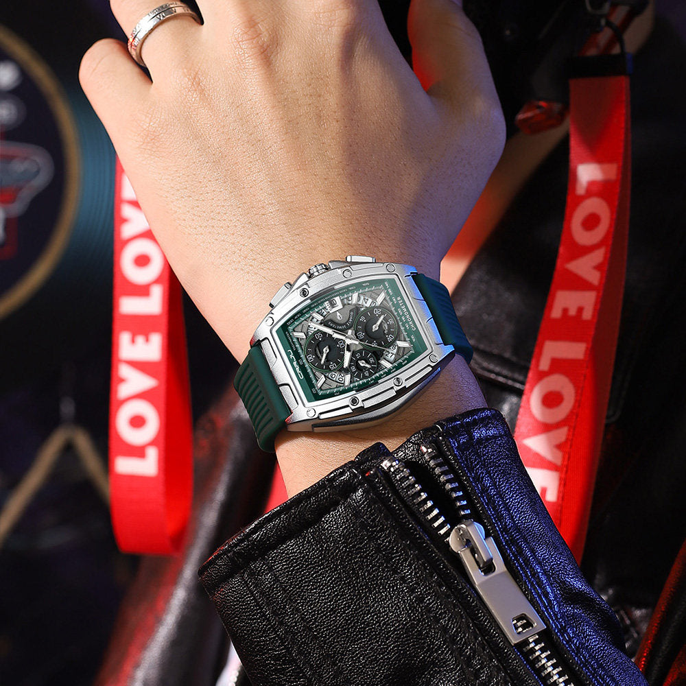 Men's Quartz Watch with Luminous Silicone Strap