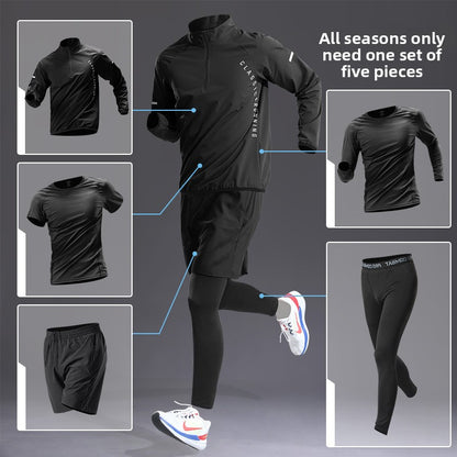 Men's Quick-Dry Athletic Training Five-Piece Sportswear Set