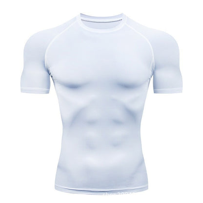 Men's Quick-Dry Fitness Bodysuit Short Sleeve Sports Shirt