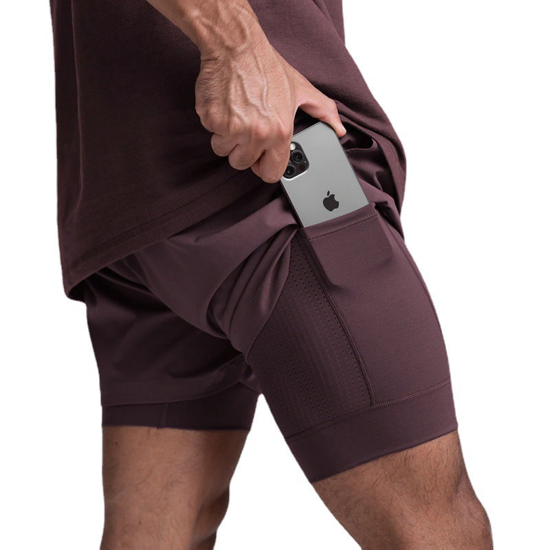 Men's Quick-Dry Fitness Shorts Double-Layer Athletic Design