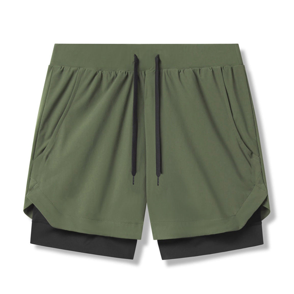 Men's Quick-Dry Fitness Shorts Double-Layer Athletic Design